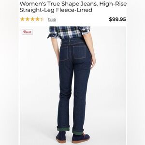 L.L. Bean True Shape High-Rise Straight Leg Fleece Lined Classic Jeans - Size 6